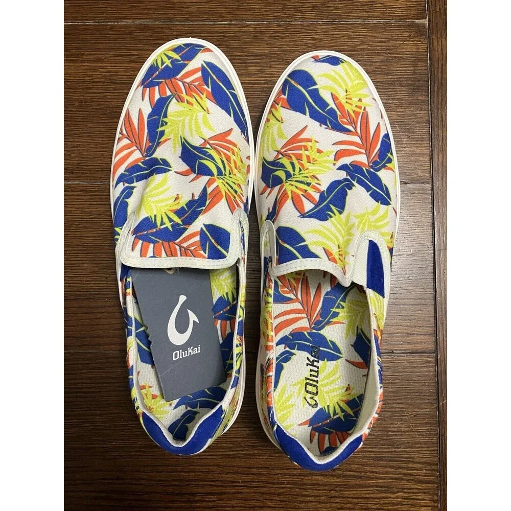 OluKai Lae'ahi Pa'i Men's Beach Shoes In Off-White /Aloha Size 9 US MSRP $120